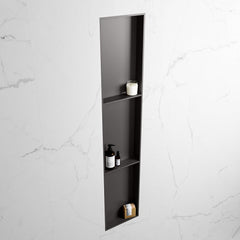 MONDIAZ EASY Nis 149,5x29,5cm in solid surface kleur DarkGrey | DarkGrey. 3 vakken geschikt voor in- of opbouw