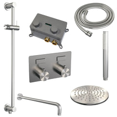 Brauer Edition inbouw doucheset - staafhanddouche - 20cm hoofdouche - gebogen wandarm - glijstang - geborsteld rvs PVD