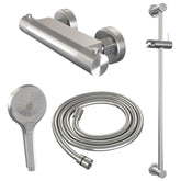 Brauer Brushed Carving glijstangset met thermostaat - 3-standen handdouche - Geborsteld RVS PVD - 5-S-086-2