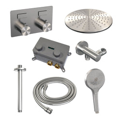 Brauer Edition inbouw doucheset - ronde handdouche - 30cm hoofdouche - plafondbuis - wandsteun - geborsteld rvs PVD
