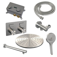 Brauer Edition inbouw doucheset - ronde handdouche - 30cm hoofdouche - rechte wandarm - wandsteun - geborsteld rvs PVD