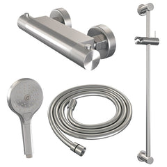 Brauer Copper Carving glijstangset met thermostaat - 3-standen handdouche - Geborsteld Koper PVD - 5-GK-086-2