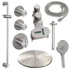 Brauer Edition thermostatische inbouw doucheset - chroom - hoofddouche 30cm - plafondsteun - ronde handdouche - Glijstang