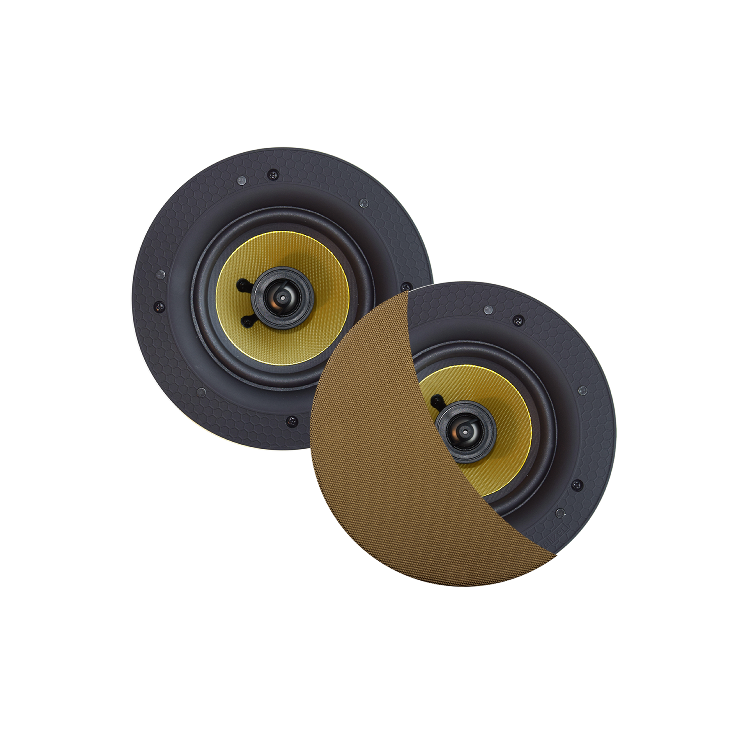 ZUMBA SPEAKERSET, 100W (0,75" DRAAIBARE TWEETER), BRUSHED BRONZE, ROND 226 MM, DIEPTE 81 MM, RANDLOOS, IPX4