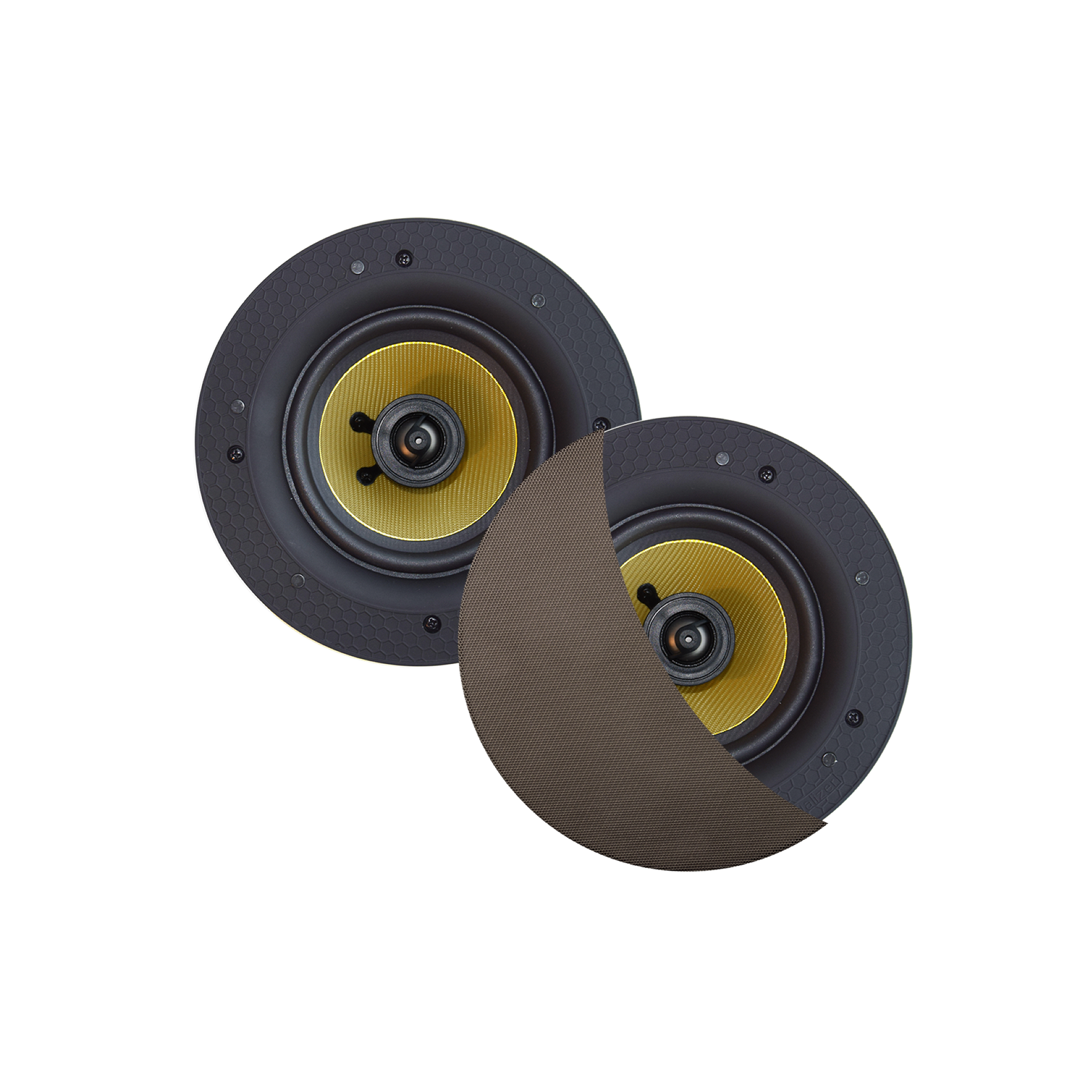 ZUMBA SPEAKERSET, 100W (0,75" DRAAIBARE TWEETER), INOX/RVS LOOK, ROND 226 MM, DIEPTE 81 MM, RANDLOOS, IPX4