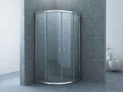 Eco kwartronde cabine met twee schuifdeuren 900 x 900 x 1900 x 5 mm helder glas/chroom
