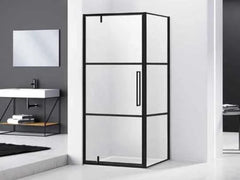 Van Rijn ST04150 douchecabine zij-instap raster 90x90cm mat zwart beslag - ST0415090