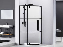 Van Rijn ST041000 douchecabine vijfhoek 100x100cm raster zwart - ST041000100