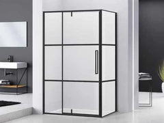 Van Rijn ST04350 douchecabine zij-instap raster 100x120cm mat zwart beslag - ST04350100120