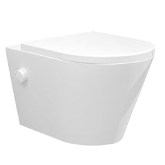 Wiesbaden Wandcloset Bidet Vesta - 52 cm - Rimless - Bidet functie-warm en koud water - Keramiek