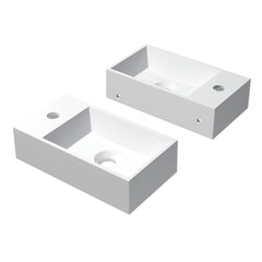 Ink Contra Fontein Polystone vierkant kraangat links 40x22x10cm - Mat Wit - 3403022