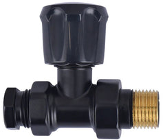 radiator-ventiel+adaptor 15mm 1/2 recht vernikkeld mat-zwart