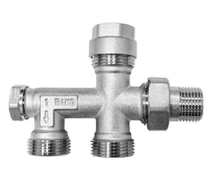 4-weg verdeler ½” x euro+adaptor 15mm x 2 X 3/4"