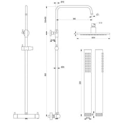 BRAUER Copper Edition opbouw regendouche 20cm staafhanddouche - Geborsteld koper PVD
