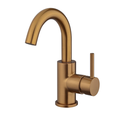 Caral basin mixer with swivel spout brushed bronze copper