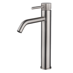 Ribbd XL basin mixer tall brushed steel