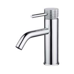 Ribbed basin mixer chrome