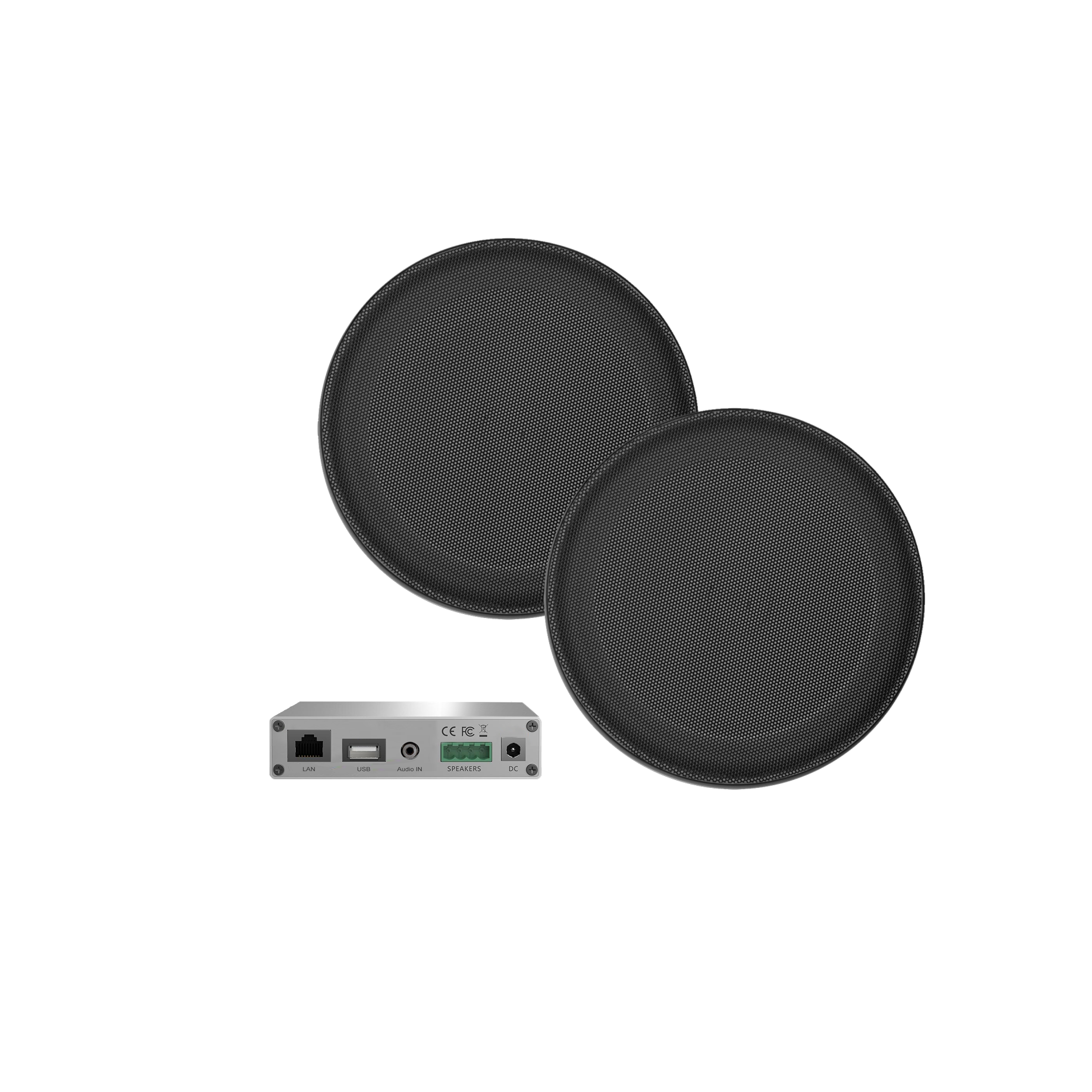 WIFI-AUDIOSYSTEEM (AIRPLAY + DLNA) 30 WATT, INCL JAZZ SAUNA SPEAKERS MAT ZWART (135 MM). 230V/12V, LAN / WLAN