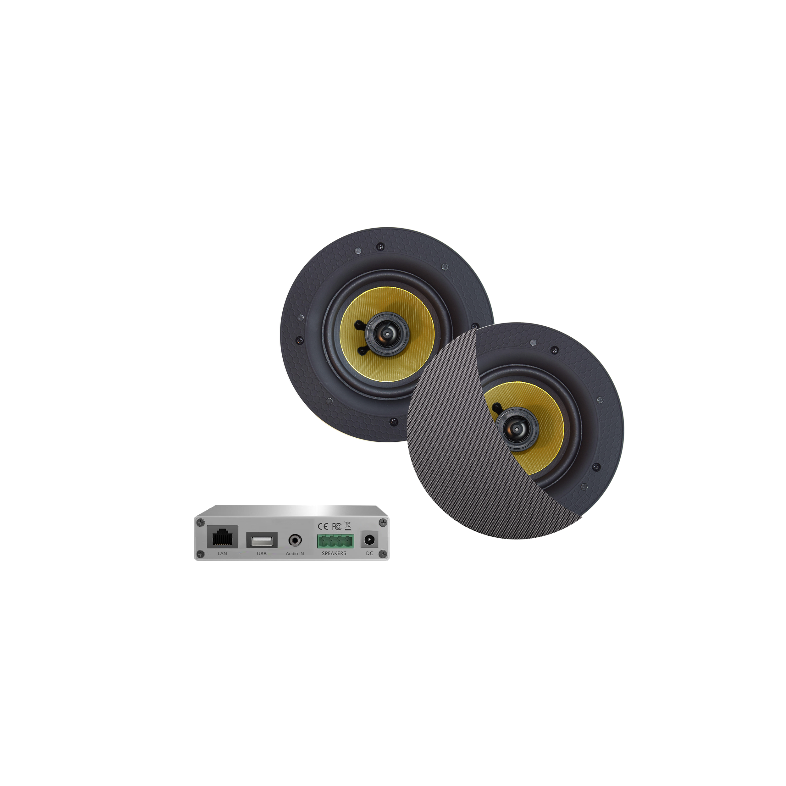 WIFI-AUDIOSYSTEEM (AIRPLAY + DLNA) 30 WATT, INCL RUMBA SPEAKERS MAT CHROOM (116 MM). 230V/12V, LAN / WLAN