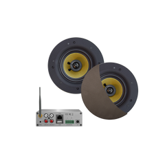 WIFI-AUDIOSYSTEEM (AIRPLAY + DLNA) 50 WATT, INCL SAMBA SPEAKERS INOX/RVS LOOK (205 MM), 230V/12V, LAN /WLAN