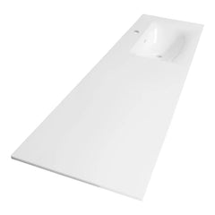 BRAUER Glacier wastafel asymmetrisch 160 met 1 spoelbak rechts en 0 kraangaten fine stone mat wit