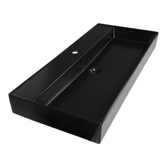 BRAUER Lunar wastafel 100 met 1 spoelbak en 0 kraangaten keramiek mat zwart