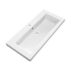 BRAUER Solar Medium wastafel 100 met 1 spoelbak en 1 kraangat mineraalmarmer mat wit