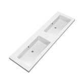 BRAUER Solar Medium wastafel 160 met 2 spoelbakken en 0 kraangaten mineraalmarmer mat wit