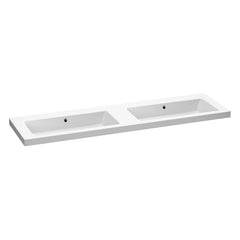 BRAUER Solar Medium wastafel 160 met 2 spoelbakken en 0 kraangaten mineraalmarmer mat wit