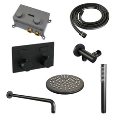 Brauer Edition inbouw doucheset - staafhanddouche - 20cm hoofdouche - gebogen wandarm - wandsteun - Mat Zwart