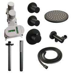 Brauer Carving thermostatische inbouw doucheset - hoofddouche 20cm - plafondbuis - staafhanddouche - Mat Zwart
