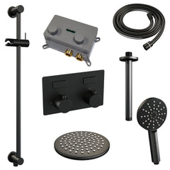 Brauer Edition inbouw doucheset - ronde handdouche - 20cm hoofdouche - plafondbuis - glijstang - Mat Zwart