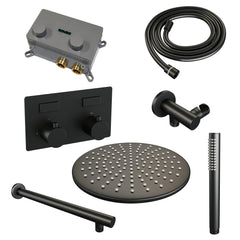Brauer Edition inbouw doucheset - staafhanddouche - 30cm hoofdouche - rechte wandarm - wandsteun - Mat Zwart