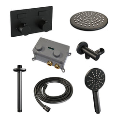 Brauer Edition inbouw doucheset - ronde handdouche - 20cm hoofdouche - plafondbuis - wandsteun - Mat Zwart