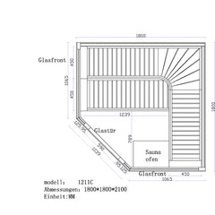 AWT Sauna E1211C populier 180x180 9kW Cilindro