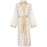 Aymando Dubai Badjas - Wit met Goud - Luxe Unisex Badjas van 100% Katoen met Geborduurde Gouden Bies