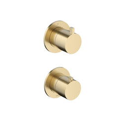 Hotbath Ace AC009EXT afbouwdeel voor inbouw thermostaat met 2-weg stop-omstel - Geborsteld Messing PVD