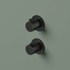 Hotbath Ace AC009EXT afbouwdeel voor inbouw thermostaat met 2-weg stop-omstel - Geborsteld Zwart PVD