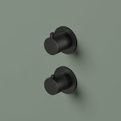 Hotbath Ace AC009EXT afbouwdeel voor inbouw thermostaat met 2-weg stop-omstel - Geborsteld Zwart PVD