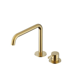 Hotbath Ace AC023 wastafelkraan 2-gats draaibare uitloop - Geborsteld Messing PVD