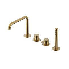 Hotbath Ace AC073 badrandcombinatie 4-gats met uitloop - Geborsteld Messing PVD