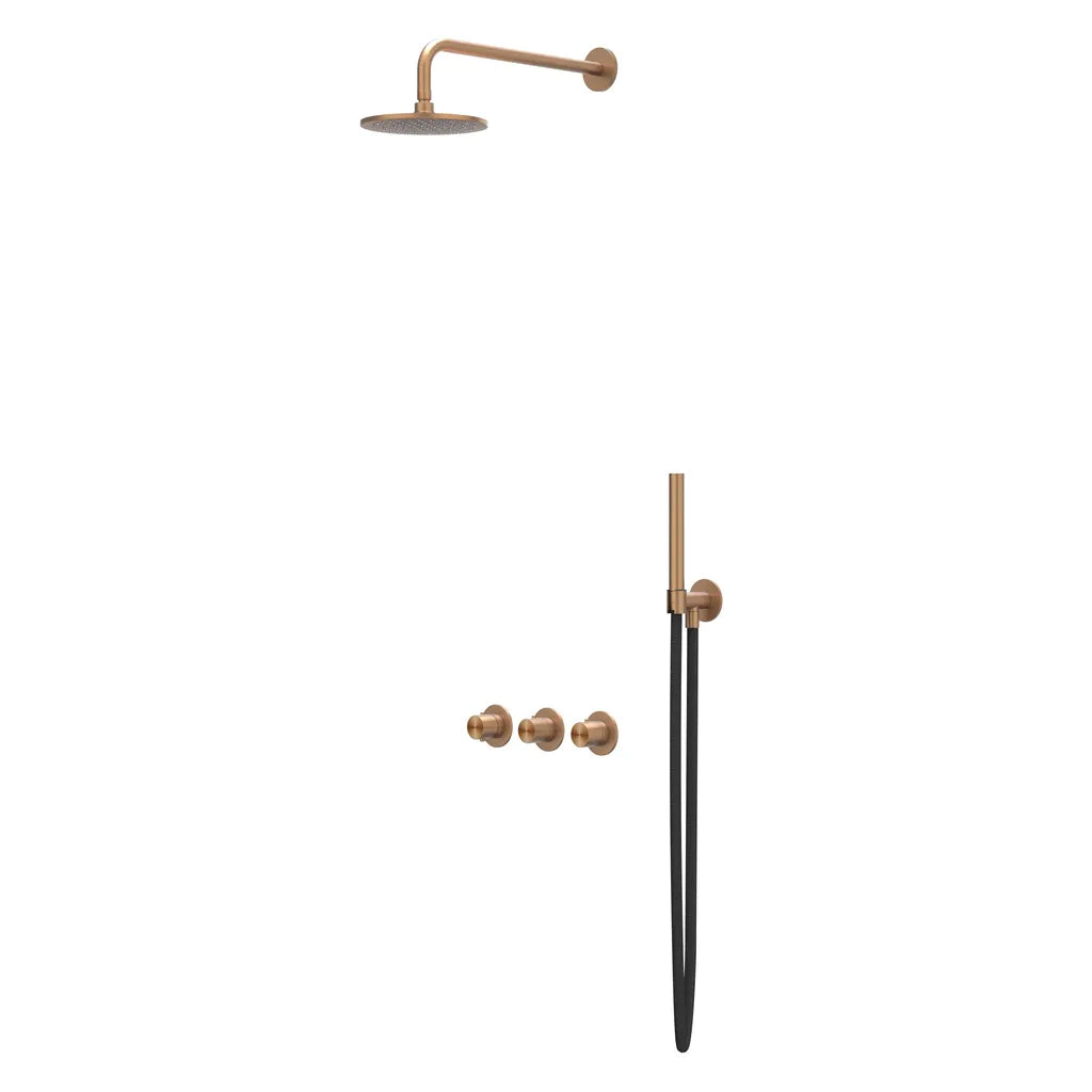 IVY Concord Regendoucheset 4 - inbouw - 20cm plafondbuis - 30cm medium hoofddouche - RVS316 - geborsteld mat koper PVD