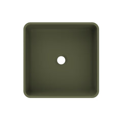 Arcqua Case waskom - 37x37cm - Vierkant - Cast marble Mat groen