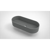 Arcqua Case waskom - 60x26cm - Ovaal - Cast marble Grijs Mat