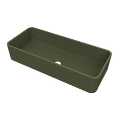 Arcqua Case waskom - 60x26cm - Rechthoek - Cast marble Mat groen