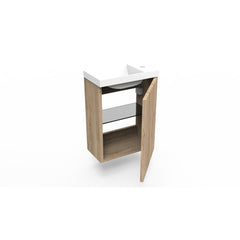 Arcqua Luna Fountain Set 54.3x39.7x21.8cm Canyon Oak with marble basin without overflow glossy white
