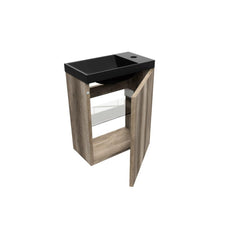 Arcqua Luna Vanity Unit 54.3x39.7x21.8cm Canyon Oak with marble basin without overflow matt black