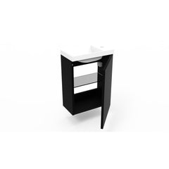 Arcqua Luna Basin Set 54.3x39.7x21.8cm matte black with marble basin without overflow matte white