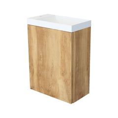 Arcqua Marble Fonteinset - 40x22x54.5cm - fontein mat wit - zonder overloop - oak natural