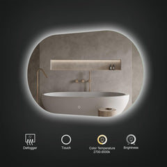 Arcqua Oval Spiegel - 140x70cm - ovaal - horizontaal - backlight LED OUTLETSTORE